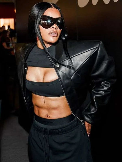 American Singer Teyana Taylor Black Bomber Leather Jacket