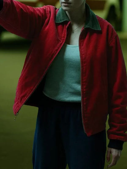 American Sweatshop Lili Reinhart Red Bomber Jacket