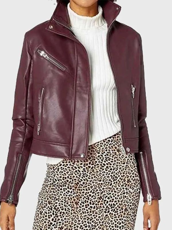 Azie Tesfai Supergirl Maroon Leather Jacket