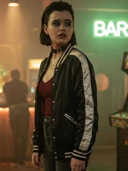Barbie Ferreira Euphoria S03 Black and White Varsity Jacket
