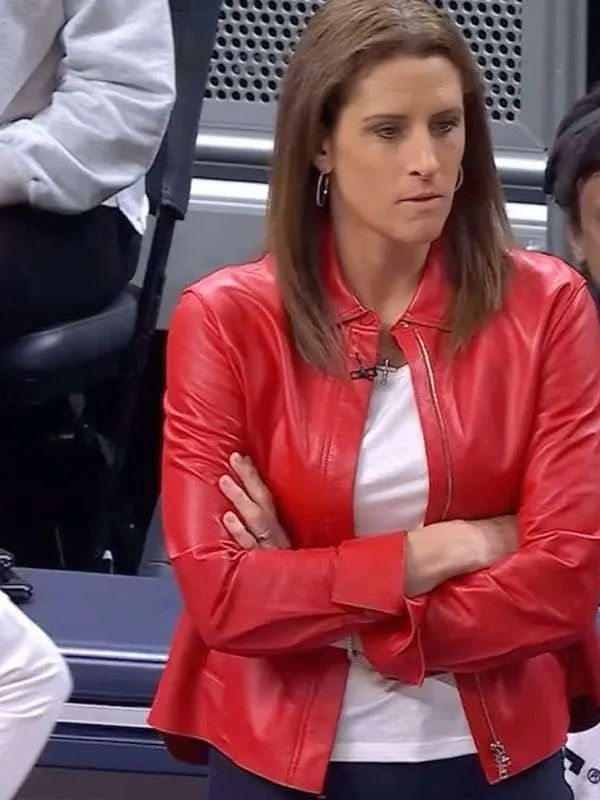 Basketball Coach Stephanie White Red Leather Jacket