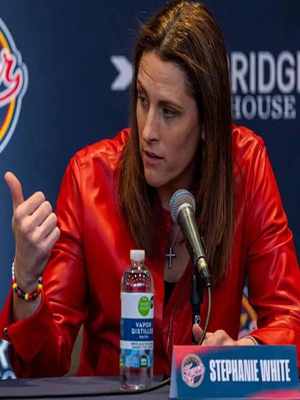 Basketball Coach Stephanie White Red Leather Jacket