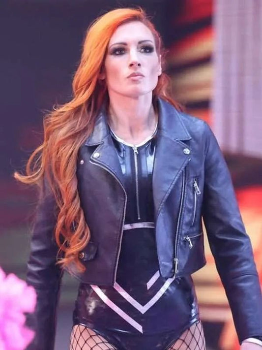 Becky Lynch Black Biker Leather Jacket