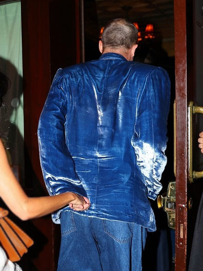 Brad Pitt Cobalt Blue Velvet Blazer