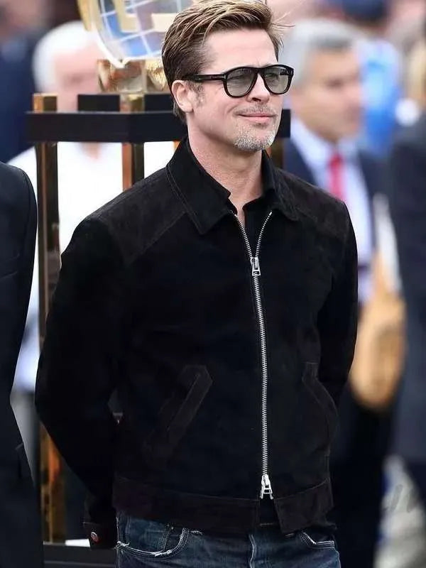 Brad Pitt F1 2025 Black Suede Leather Jacket
