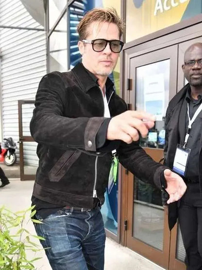 Brad Pitt F1 2025 Black Suede Leather Jacket