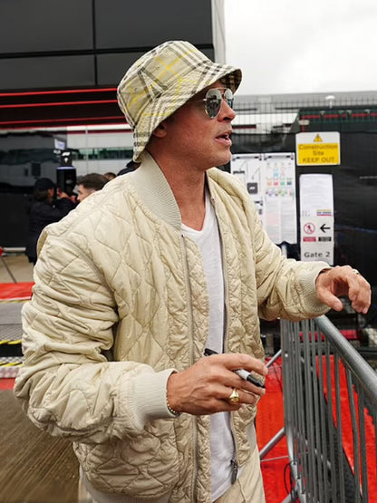 Brad Pitt F1 Movie Quilted Bomber Jacket