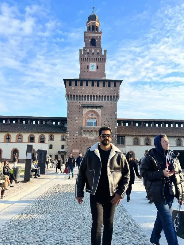 Burak Ozcivit Shearling Black Leather Jacket