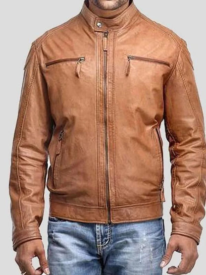 Cafe Racer Brown Real Leather Jacket