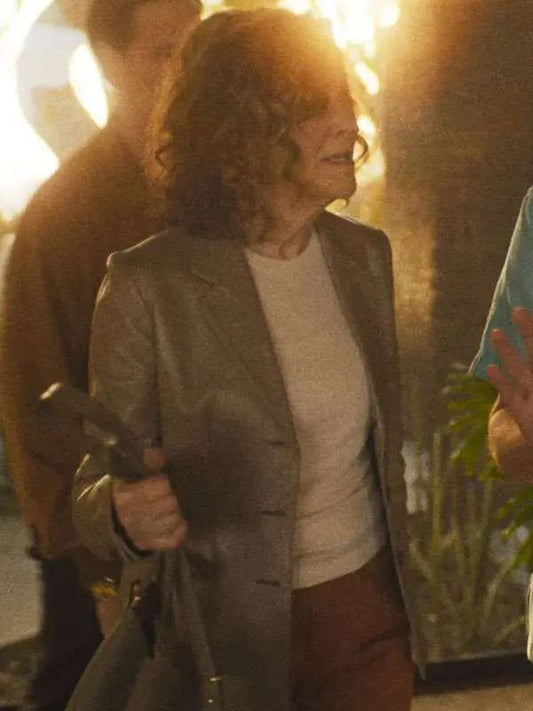 Catherine O’Hara The Studio Brown Leather Blazer