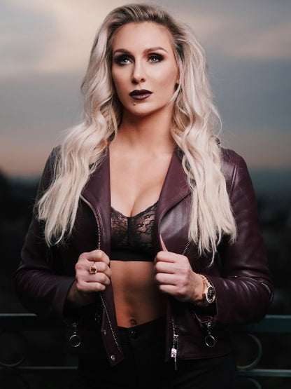 Charlotte Flair WWE Brown Leather Jacket