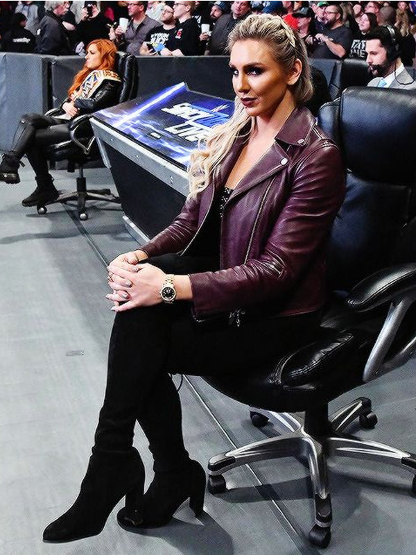 Charlotte Flair WWE Brown Leather Jacket