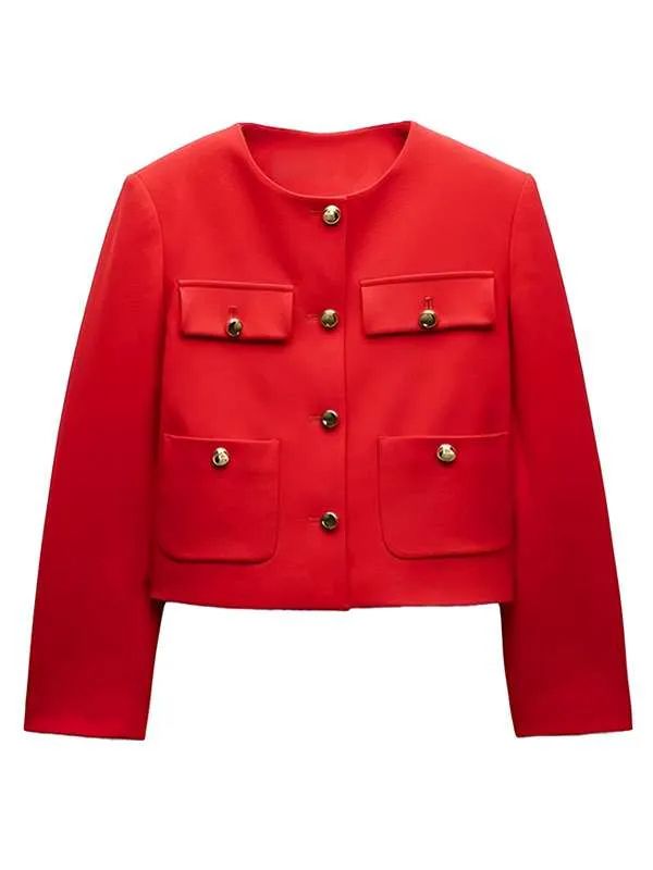 Chloe Tucker Caine Owning Manhattan Red Wool Jacket