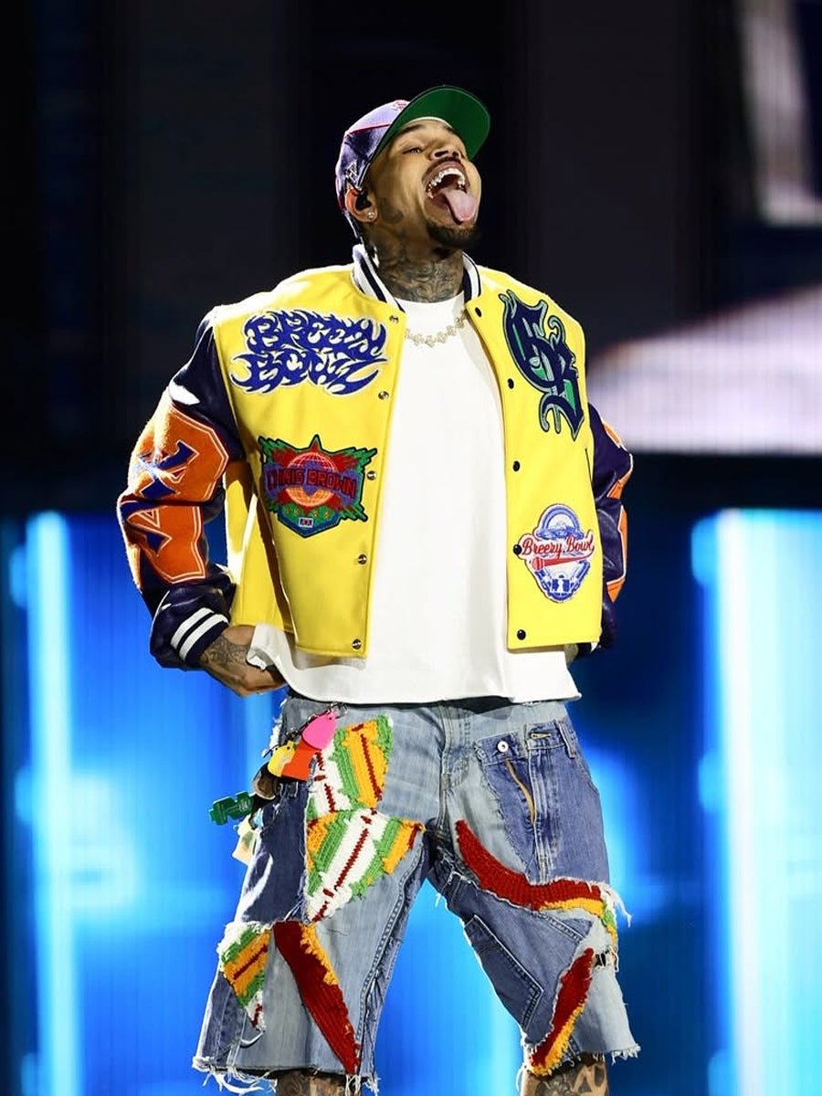 Chris Brown Breezy Bowl XX Tour Leather Bomber Jacket