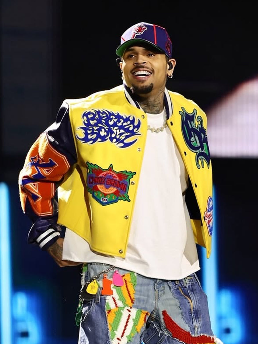 Chris Brown Breezy Bowl XX Tour Leather Bomber Jacket