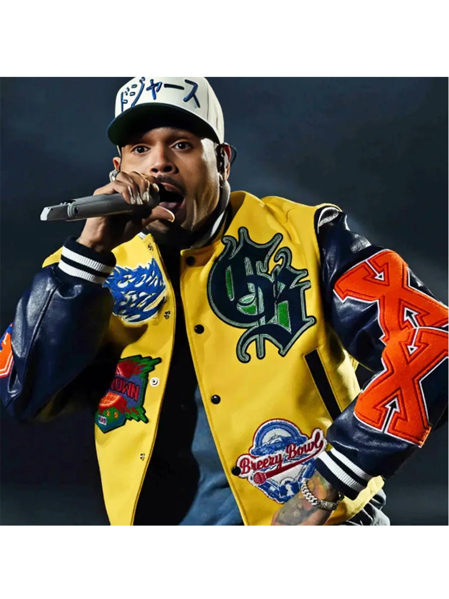 Chris Brown Breezy Bowl XX Tour Leather Bomber Jacket
