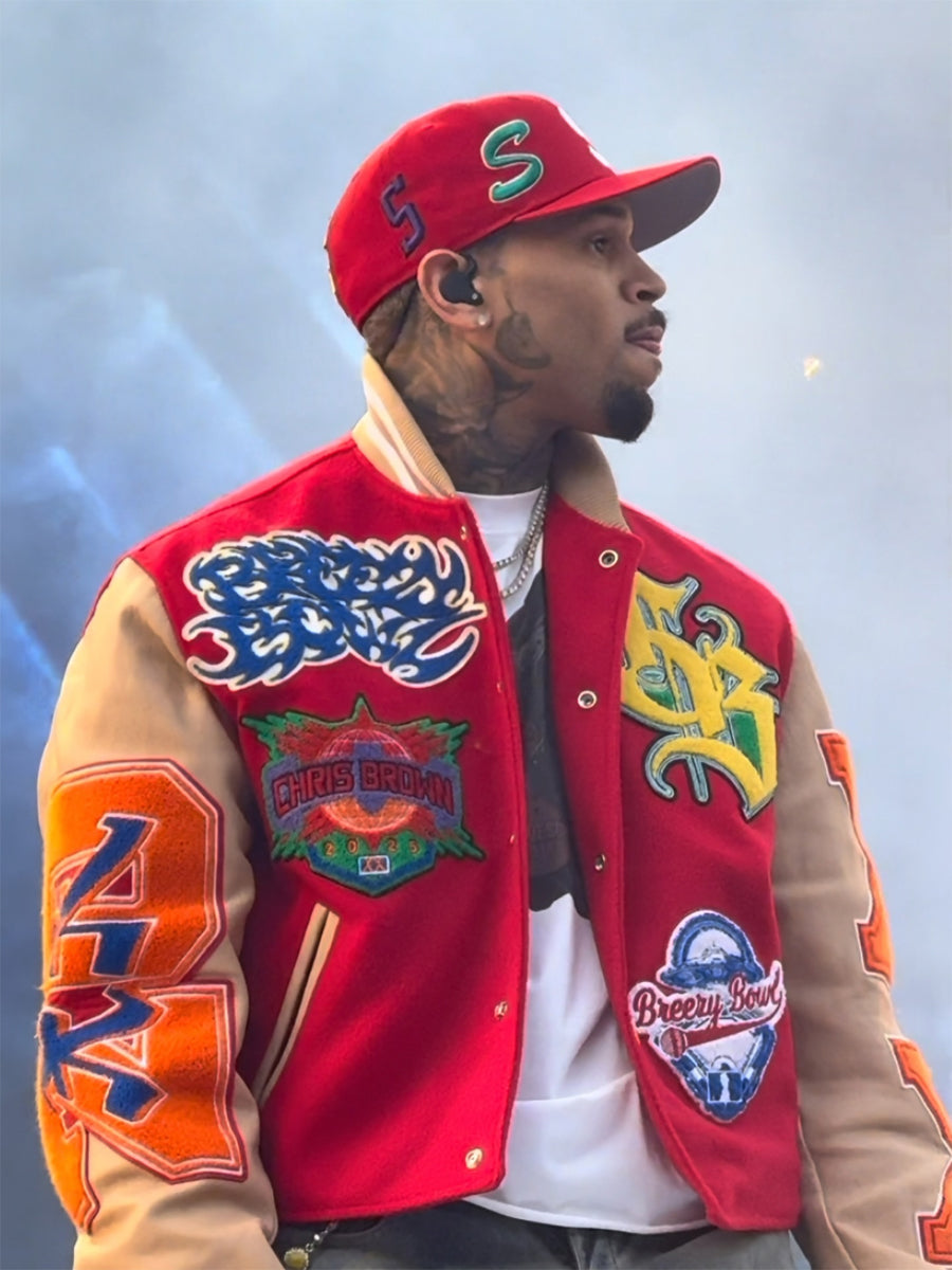 Chris Brown Breezy Bowl XX Tour Leather Bomber Jacket