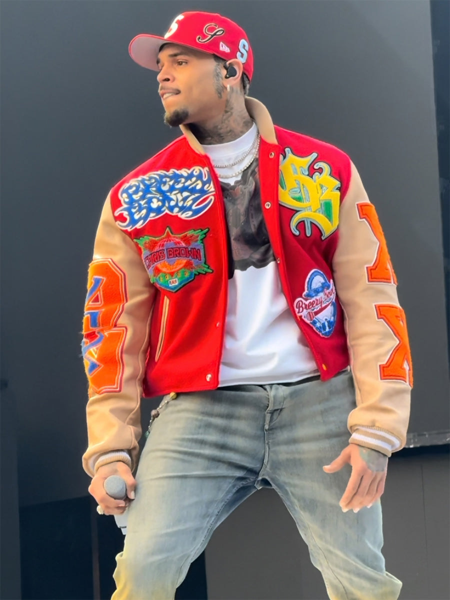 Chris Brown Breezy Bowl XX Tour Leather Bomber Jacket