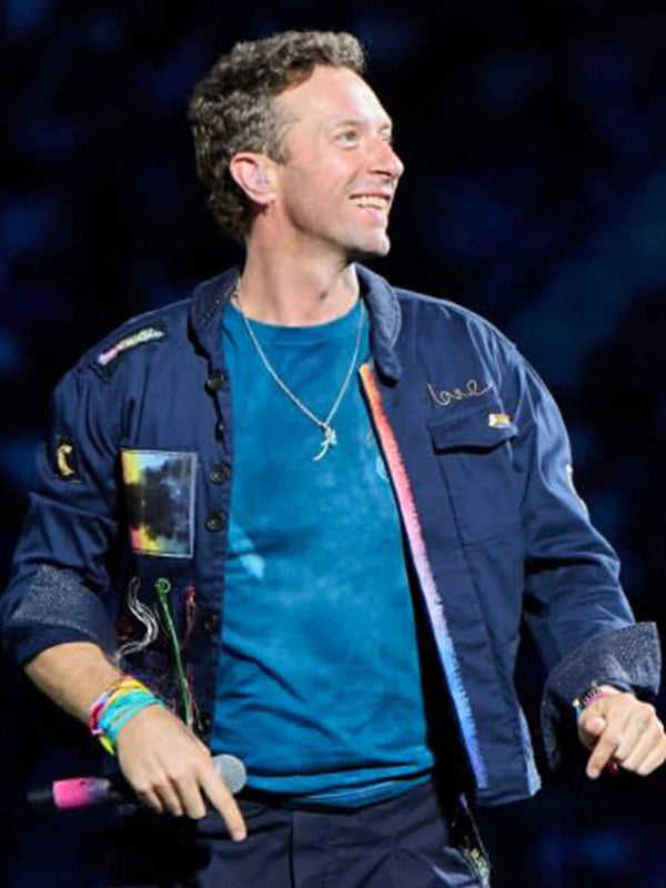 Chris Martin Coldplay Concert 2025 Blue Cotton Jacket