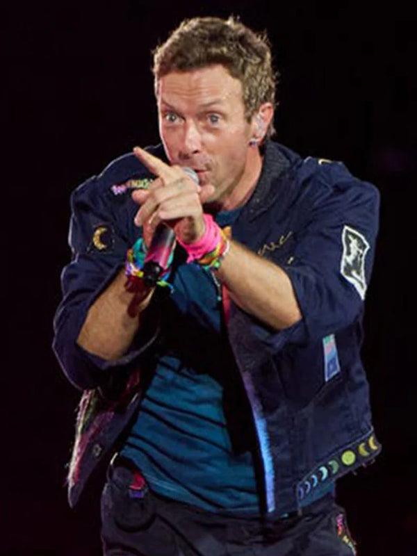 Chris Martin Coldplay Concert 2025 Blue Cotton Jacket