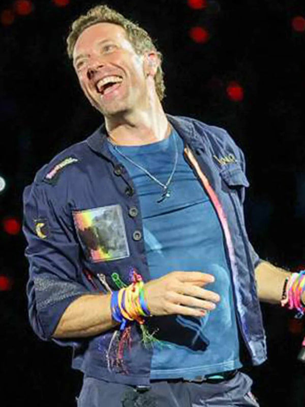 Chris Martin Coldplay Concert 2025 Blue Cotton Jacket