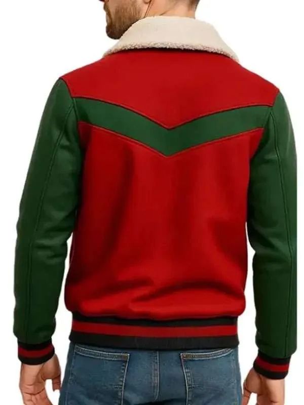 Christmas Red and Green Varsity Bomber Jacket