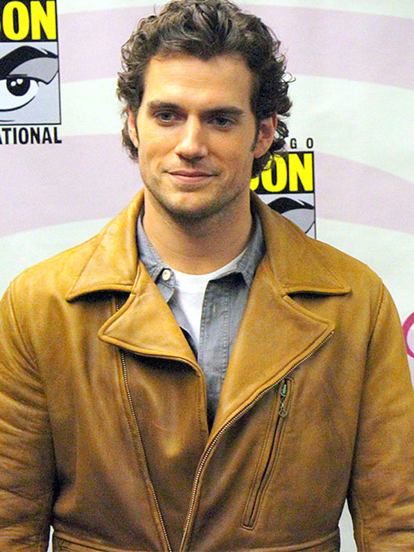 Comic Con Henry Cavill Brown Leather Biker Jacket