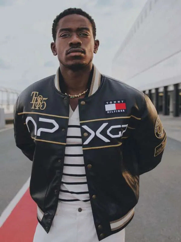 Damson Idris F1 Movie APXGP Leather Varsity Jacket
