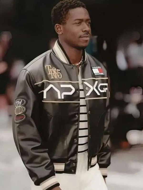 Damson Idris F1 Movie APXGP Leather Varsity Jacket