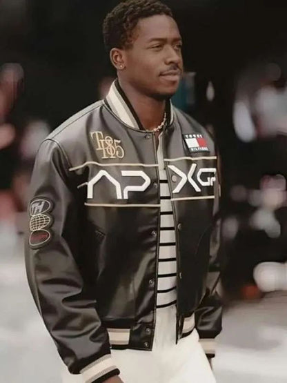 Damson Idris F1 Movie APXGP Leather Varsity Jacket