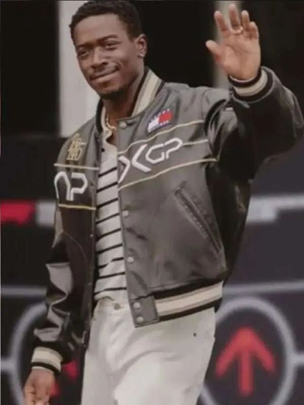Damson Idris F1 Movie APXGP Leather Varsity Jacket