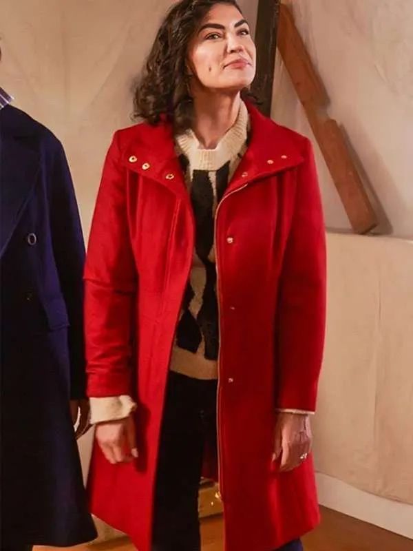 Designing Christmas Jessica Szohr Red Wool Coat