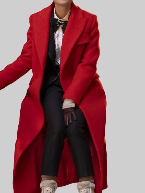Emily in Paris Emily Cooper Red Wool Trench Coat