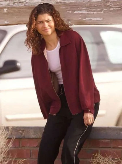 Euphoria S03 Zendaya Red Cotton Jacket