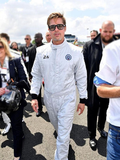 F1 Movie 2025 Brad Pitt White Jumpsuit