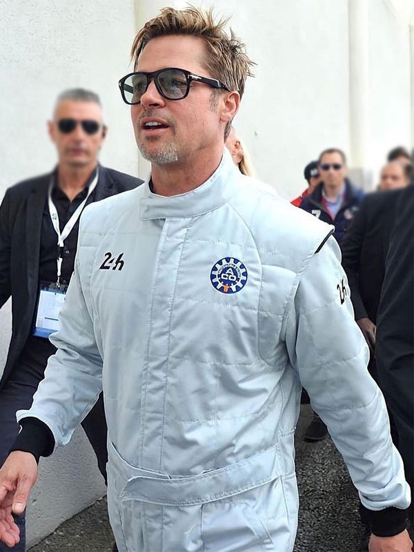 F1 Movie 2025 Brad Pitt White Jumpsuit
