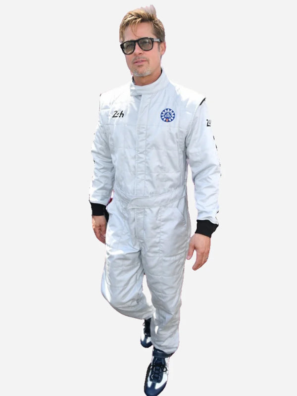 F1 Movie 2025 Brad Pitt White Jumpsuit