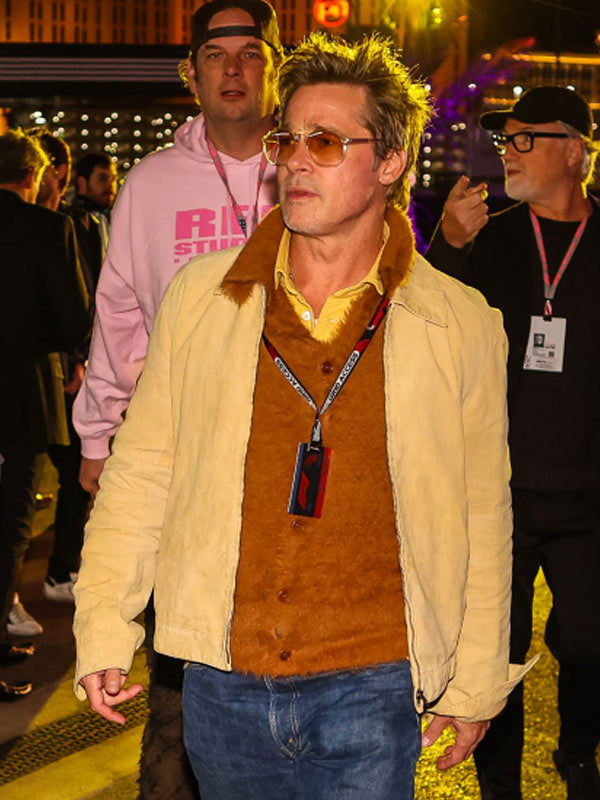 F1 Movie Premiere Brad Pitt Tan Jacket