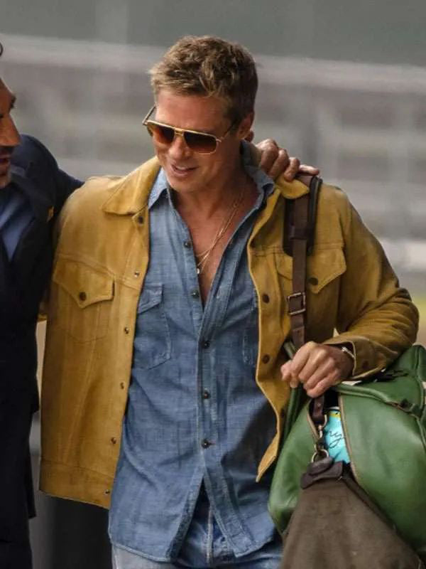 F1 The Movie Brad Pitt Brown Suede Leather Jacket