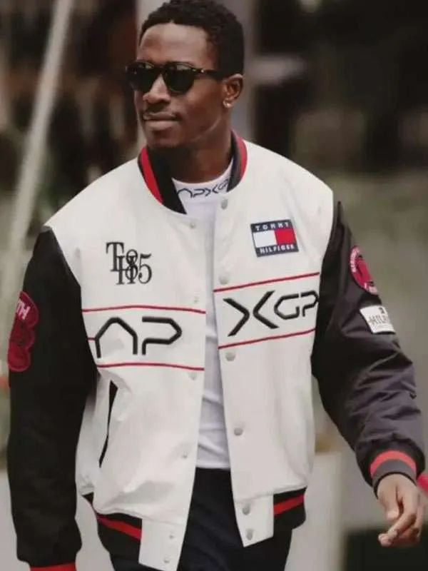 F1 The Movie Damson Idris White Racing Varsity Jacket
