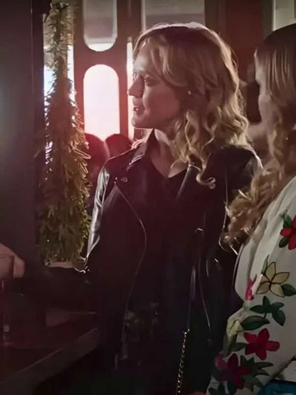 Flo Collins Ted Lasso S02 Black Biker Leather Jacket