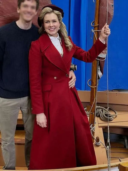 Ginna Claire Mason A Newport Christmas Red Wool Trench Coat