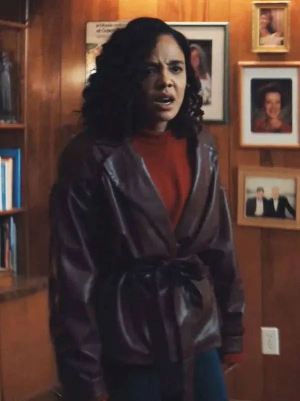 His and Hers Anna Andrews Brown Oversized Leather Jacket