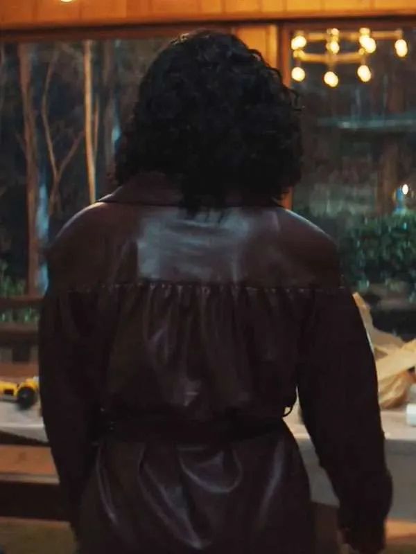 His and Hers Anna Andrews Brown Oversized Leather Jacket