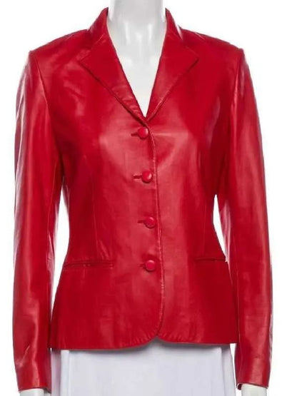 His and Hers Anna Andrews Red Leather Blazer