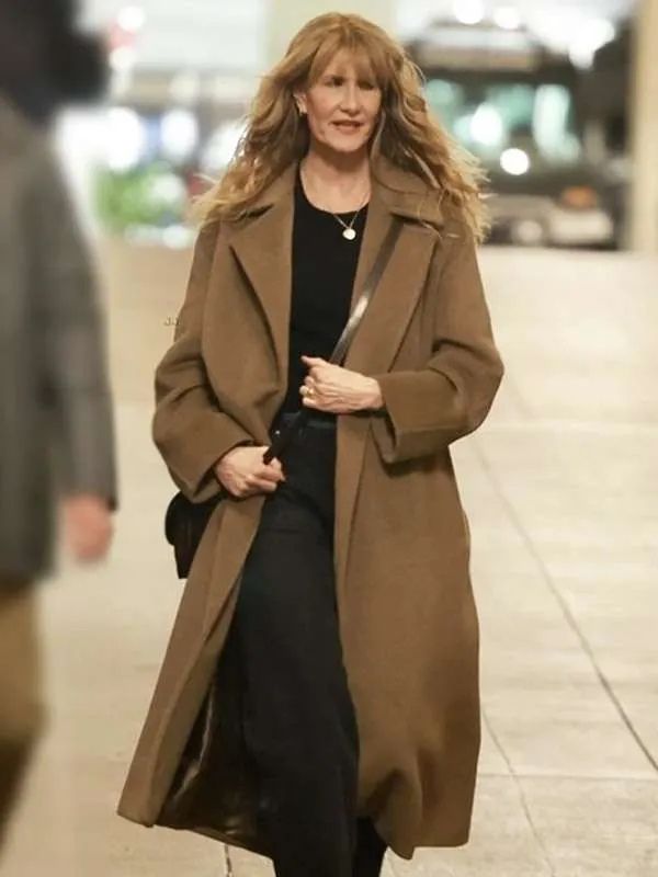 Is This Thing On Laura Dern Brown Wool Coat
