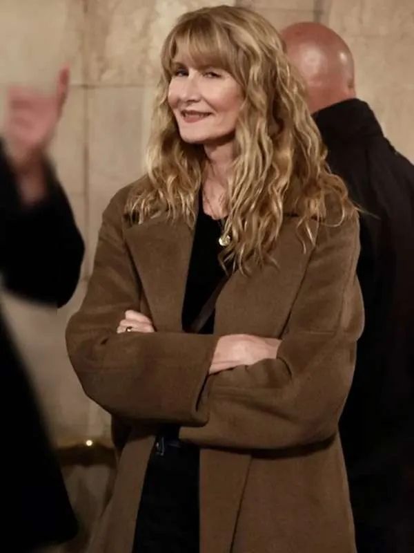 Is This Thing On Laura Dern Brown Wool Coat