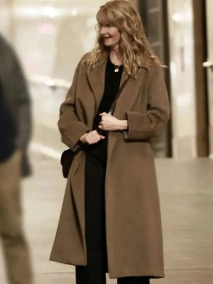 Is This Thing On Laura Dern Brown Wool Coat
