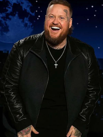 Jelly Roll Jimmy Kimmel Live Show Black Leather Jacket