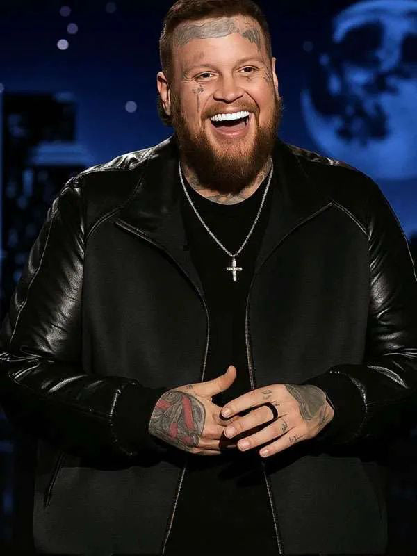 Jelly Roll Jimmy Kimmel Live Show Black Leather Jacket